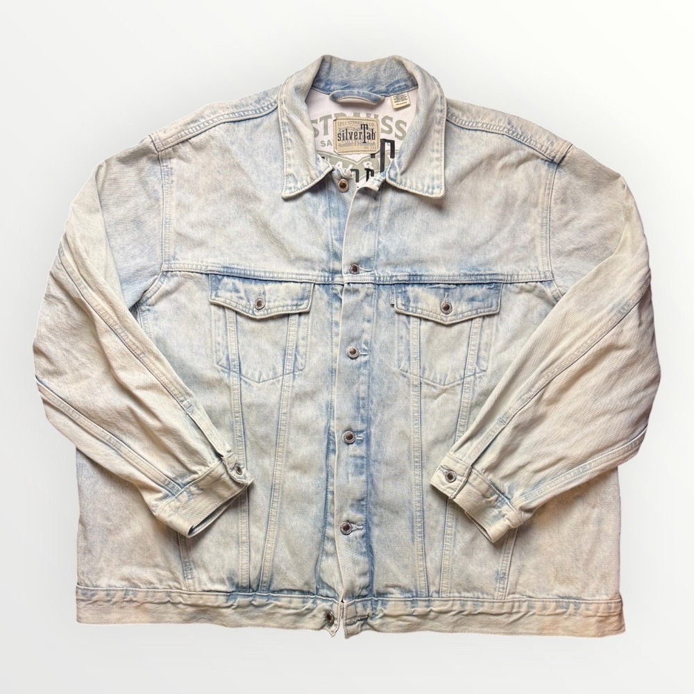 Levis SilverTab Light Wash Denim Trucker Jacket Mens 3XL Oversized Vintage Style
